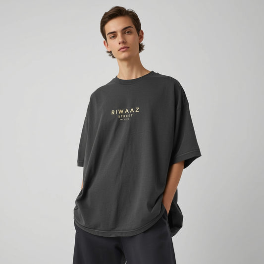 RIWAAZ Oversized Tee — Black  Simple. Premium.