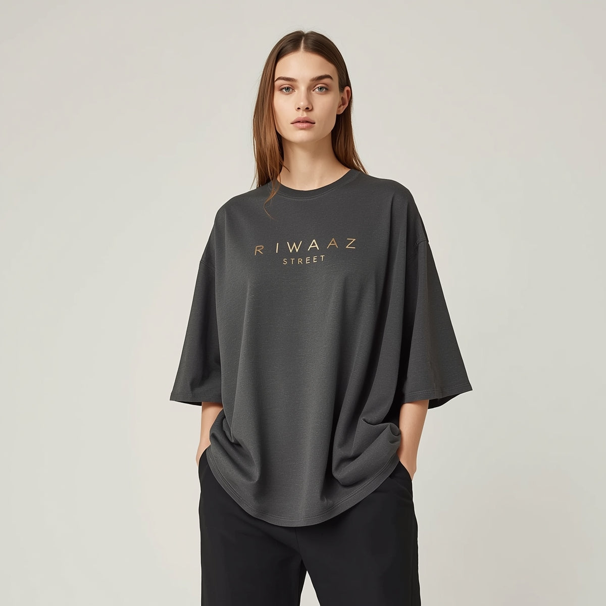 RIWAAZ Oversized Tee — Black  Simple. Premium.