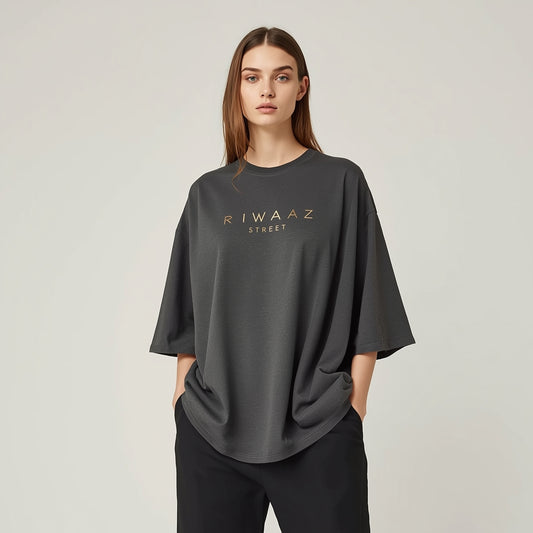RIWAAZ Oversized Tee — Black  Simple. Premium.